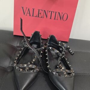 Valentino Black Studded Women's Flats 35